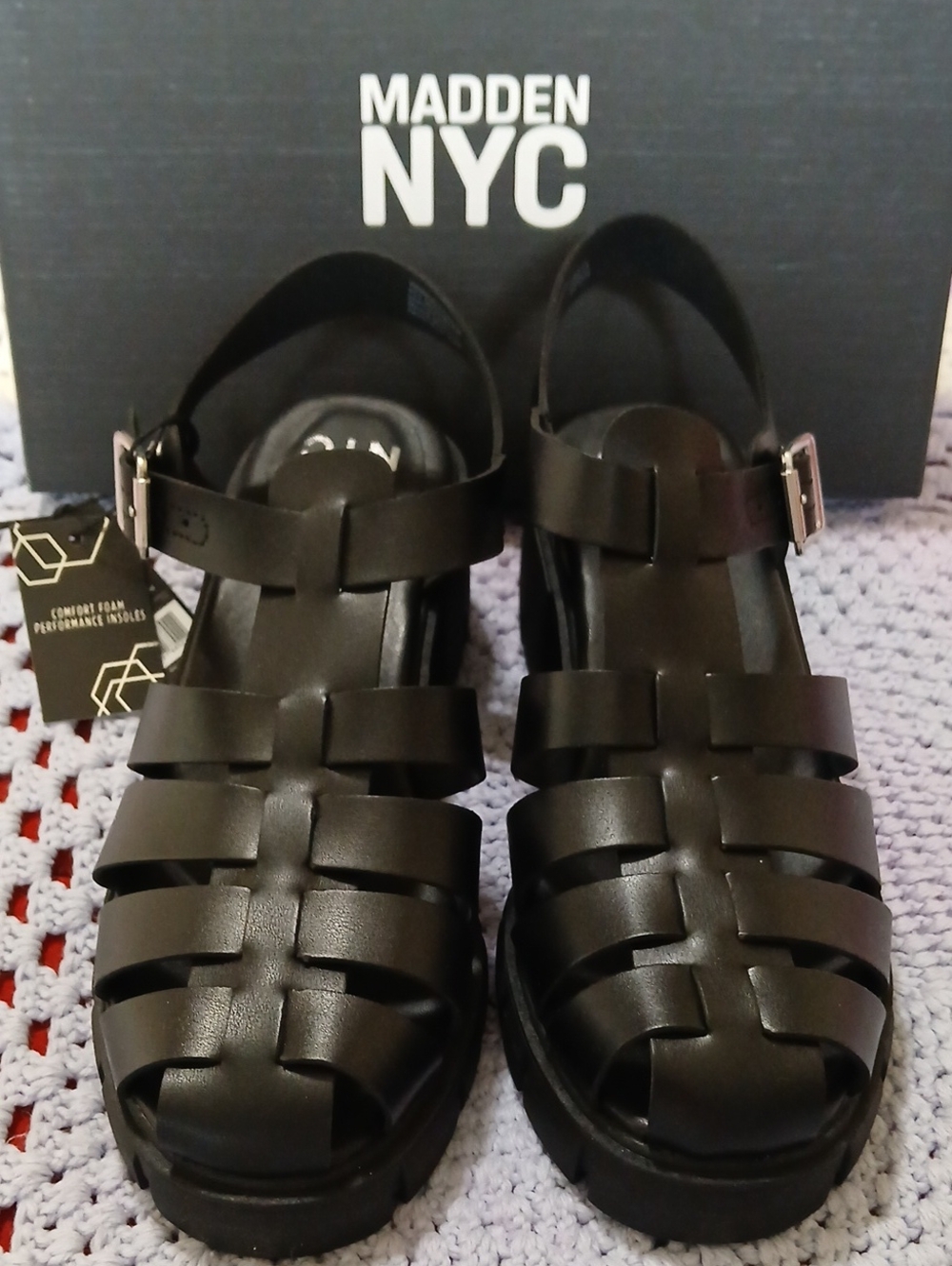 Madden NYC Women's 11 Black Fishman Sandals